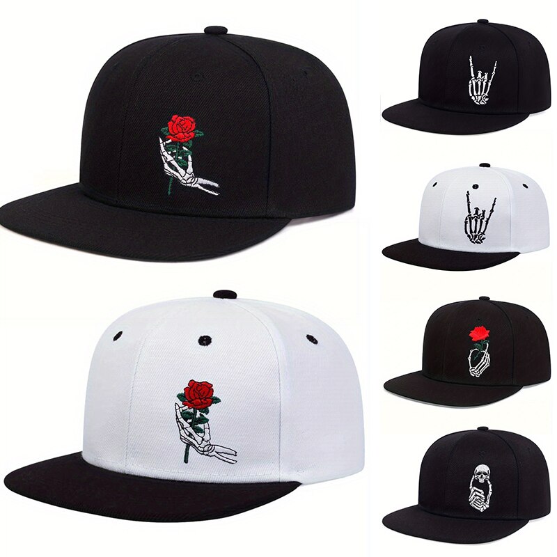 Embroidery Rose - Topi Hip-hop bordir untuk pria wanita,