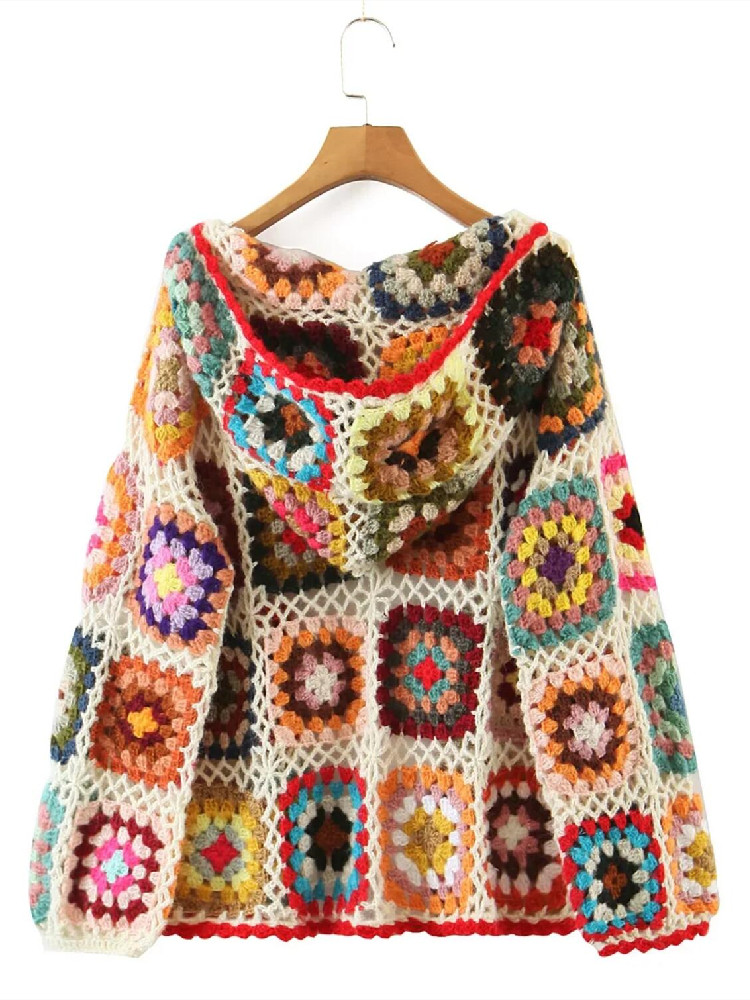 BOHO Sweater pantai kotak-kota - Embroidery Online ulasan dan harga